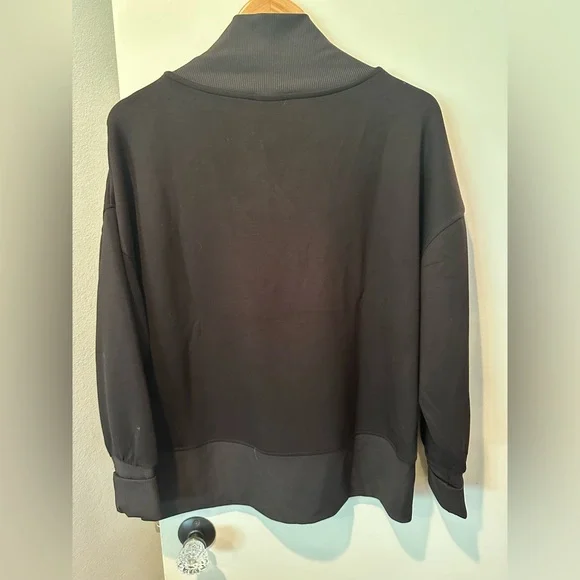 Scoop Black Scuba Sweatshirt V-Neck Ribbed Oversized Pullover Size L (12-14) - Picture 6 of 7